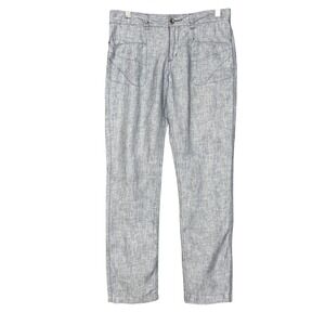 Toad & Co Pants Womens 4 Grey Linen Lightweight Casual Farflung Drawstring Waist